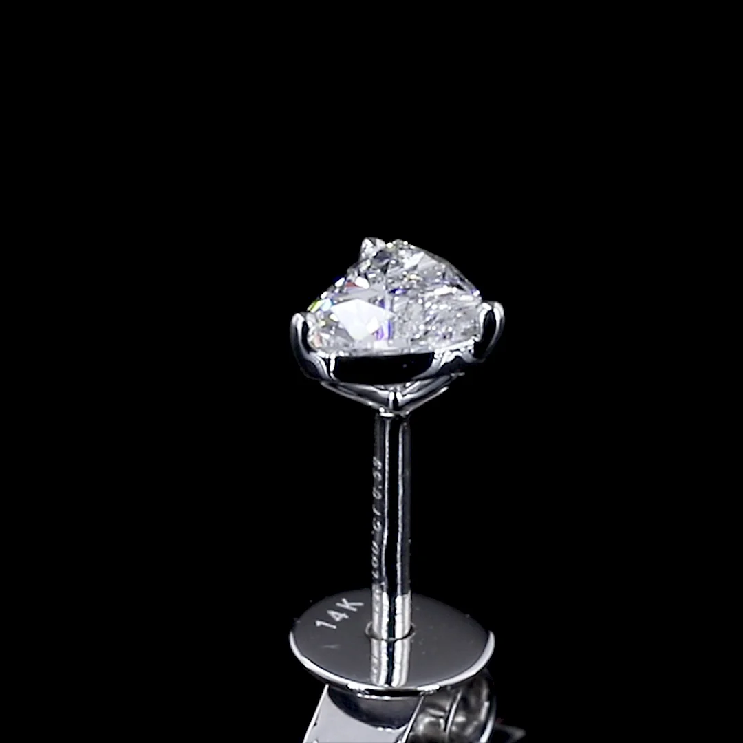 0.59 Cts 14k White Gold Heart Shape Studs Earring - Image 4