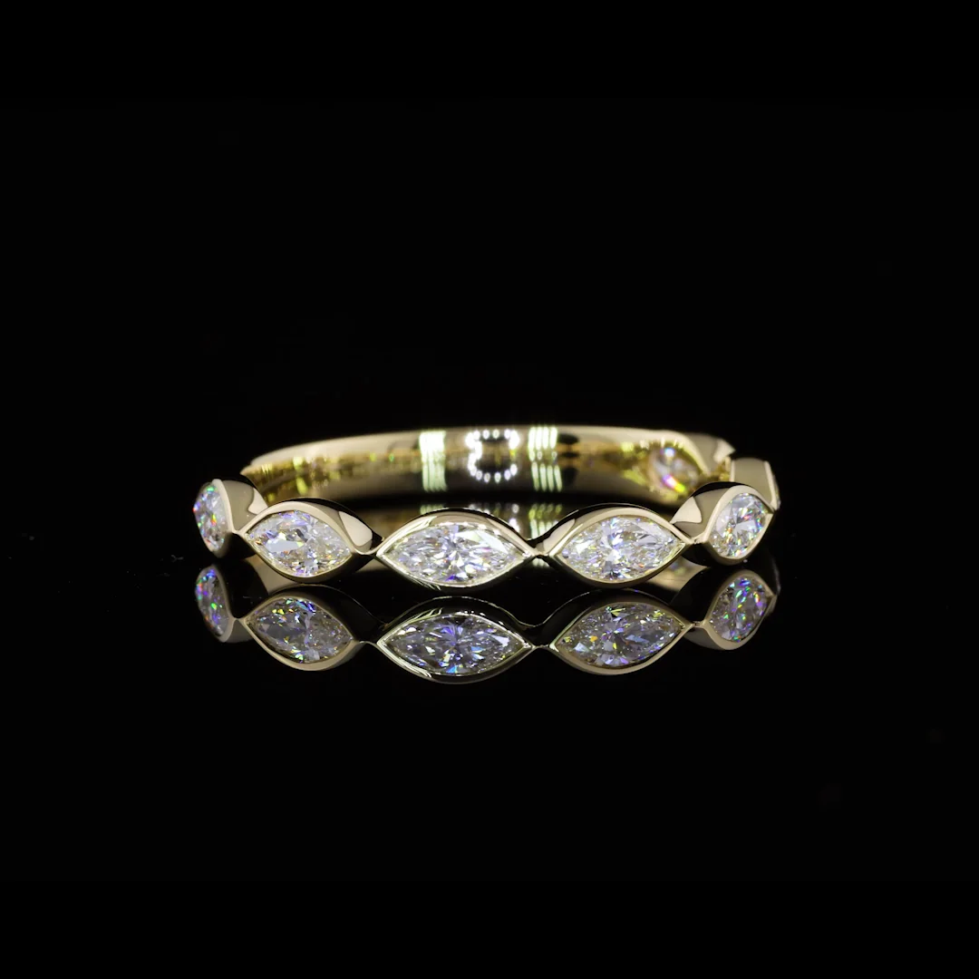0.65 Cts 14k Yellow Gold Marquise Shape Half Eternity Eternity Band - Video