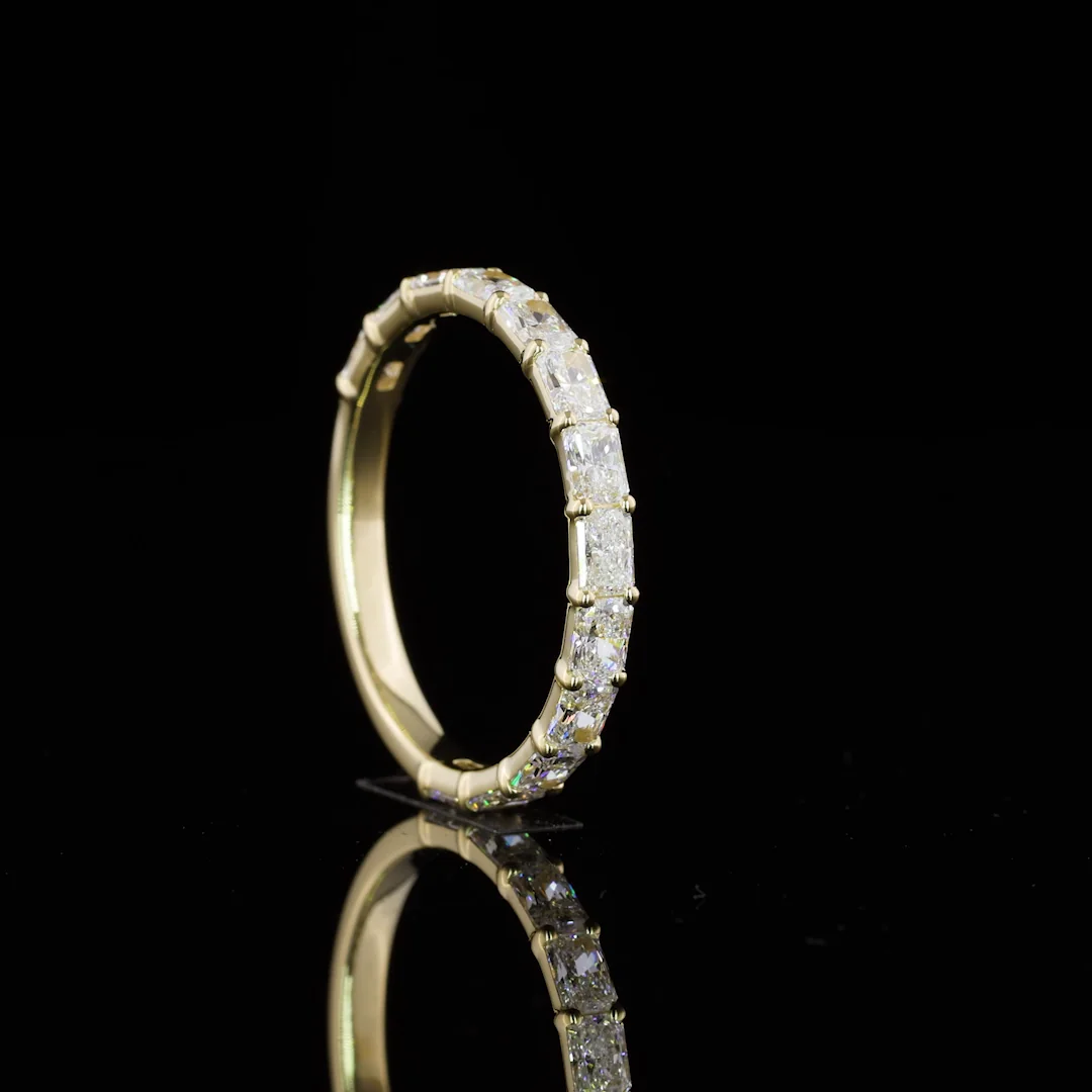 1.22 Cts 14k Yellow Gold Radiant Shape Half Eternity Eternity Band - Image 4