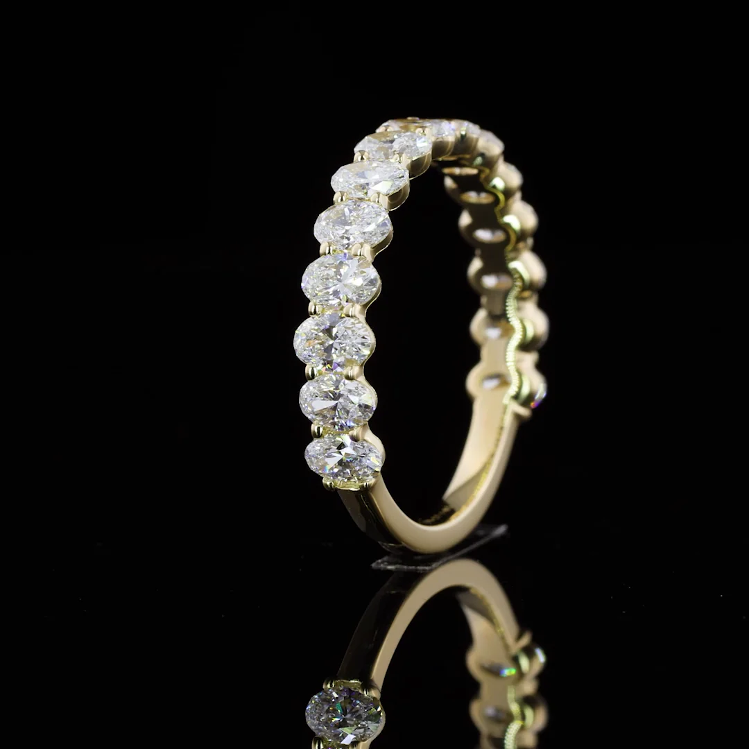 1.65 Cts 14k Yellow Gold Oval Shape 3/4 Band Eternity Band - Image 2