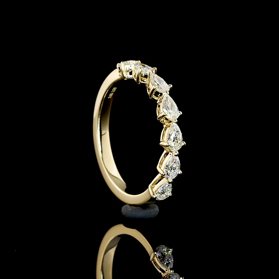 0.73 Cts 14k Yellow Gold Pear Shape Half Eternity Eternity Band - Image 2