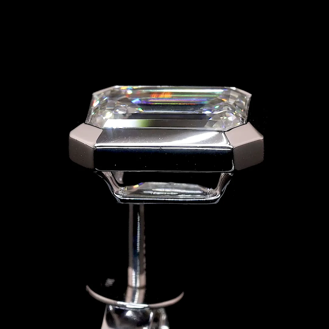 3.41 Cts 14k White Gold Emerald Shape Studs Earring - Image 4