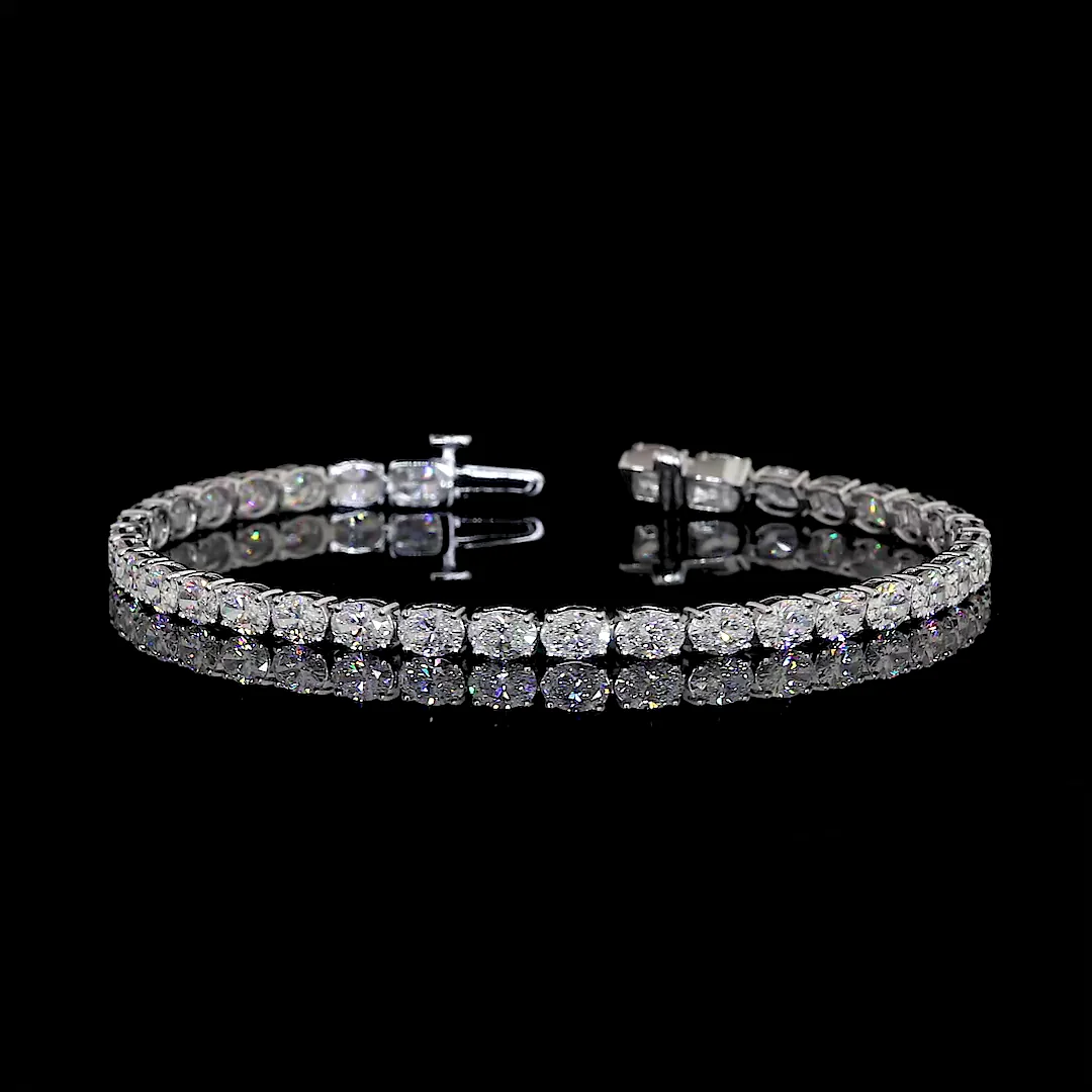 7.59 Cts 14k White Gold Oval Shape Tennis Bracelet - Video