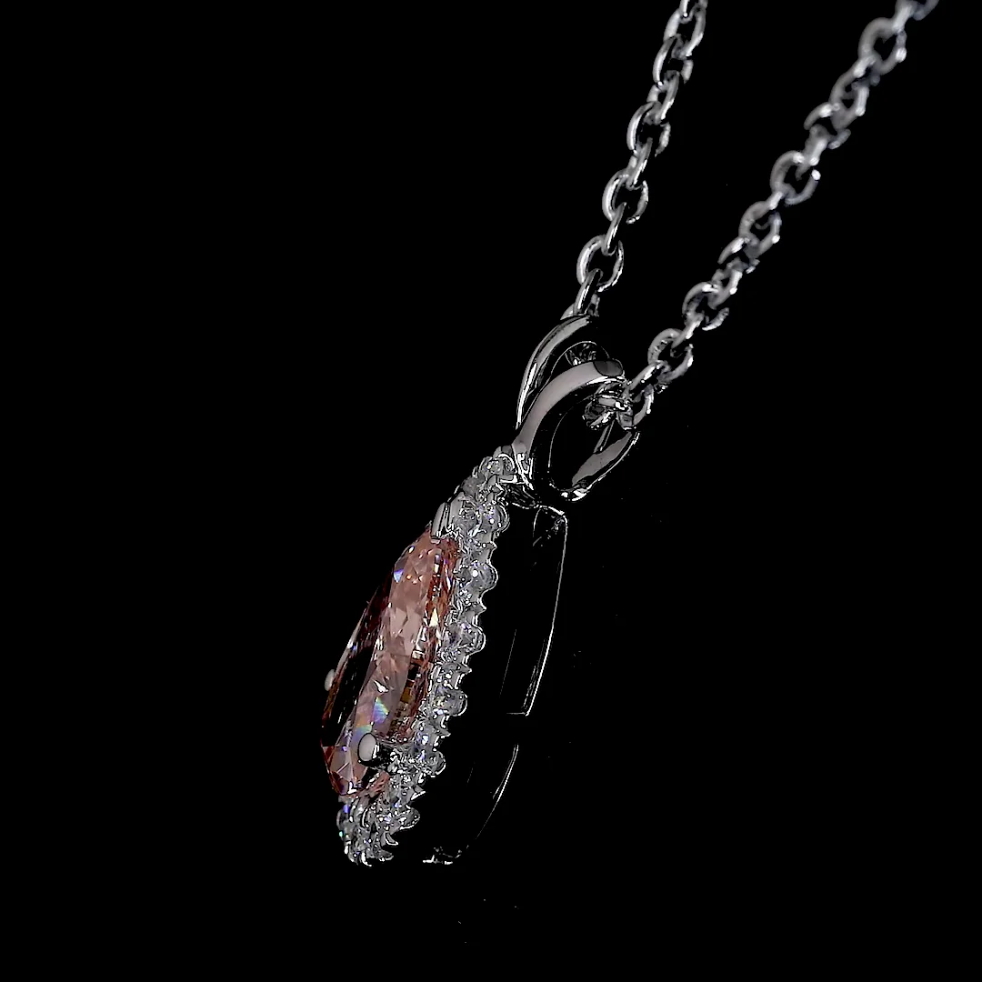 0.62 Cts 14k White Gold Pear Shape Halo Pendant - Image 3
