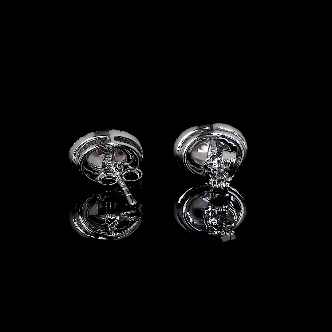 0.86 Cts 14k White Gold Oval Shape Halo Studs Earring - Image 2