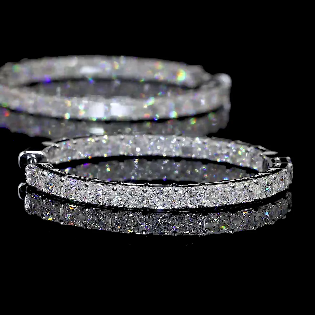 5.2 Cts 14k White Gold Radiant Shape Hoops Earring - Image 3