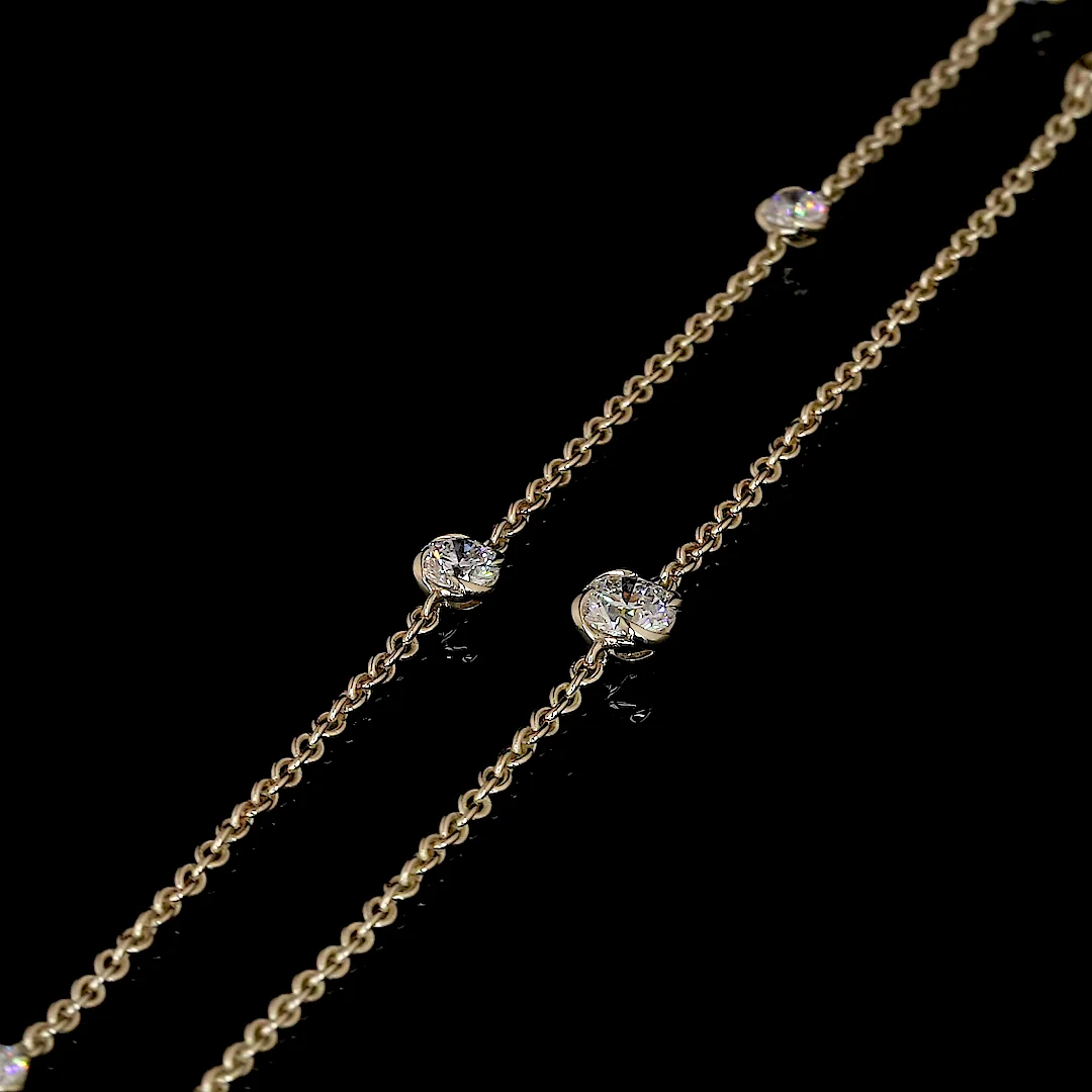 7.48 Cts 14k Yellow Gold Round Shape Double Strand Station Necklace - Image 4