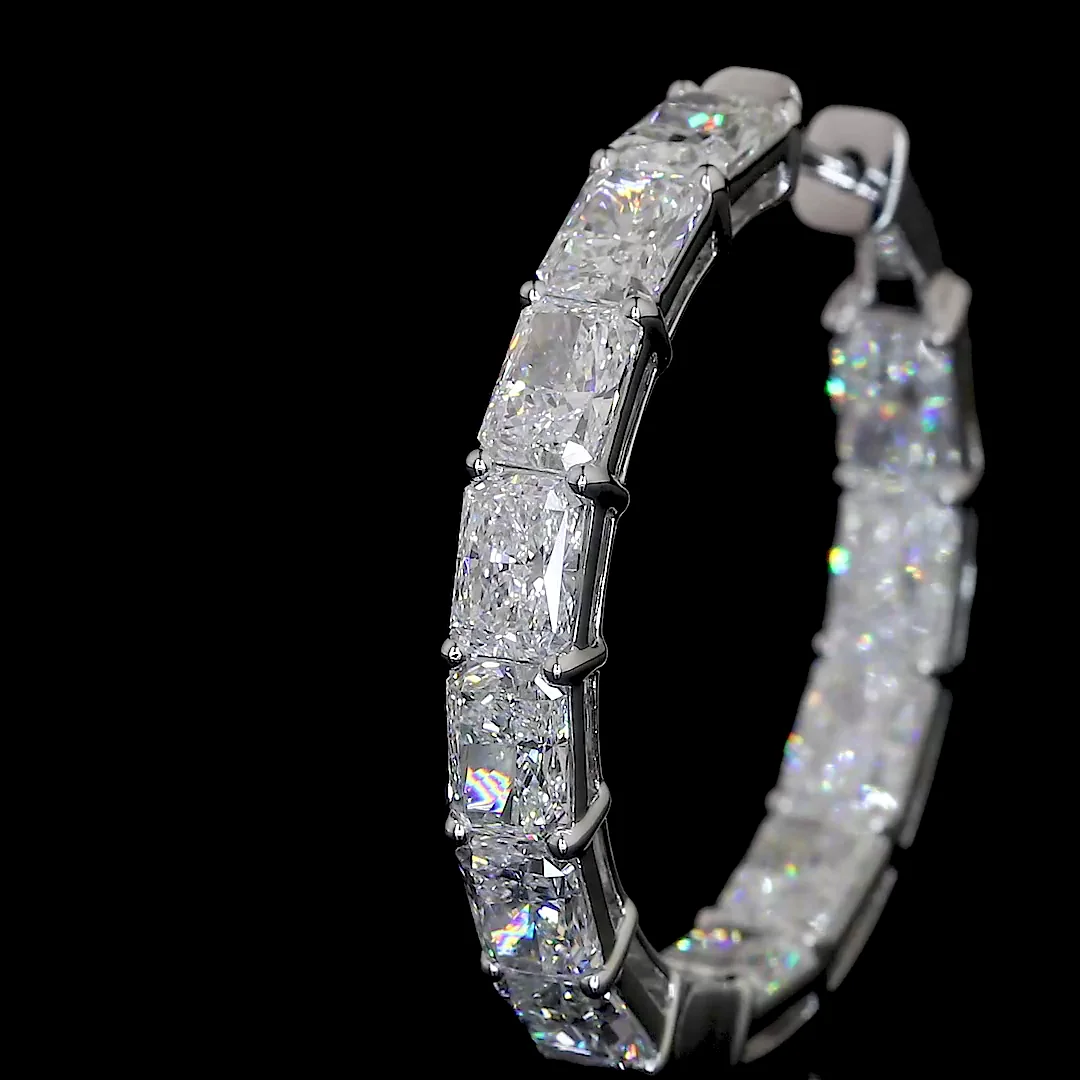 7.75 Cts 14k White Gold Radiant Shape Hoops Earring - Image 3