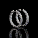 7.75 Cts 14k White Gold Radiant Shape Hoops Earring - Video
