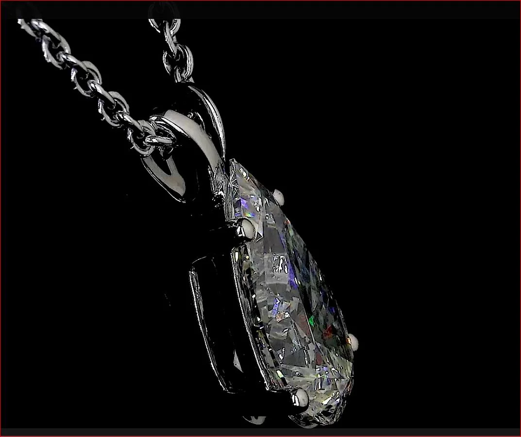 1.57 Cts 14k White Gold Pear Shape Solitaire Pendant - Image 4