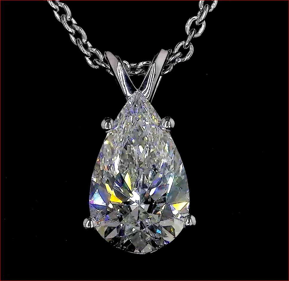 0.9 Cts 14k White Gold Pear Shape Solitaire Pendant - Image 3