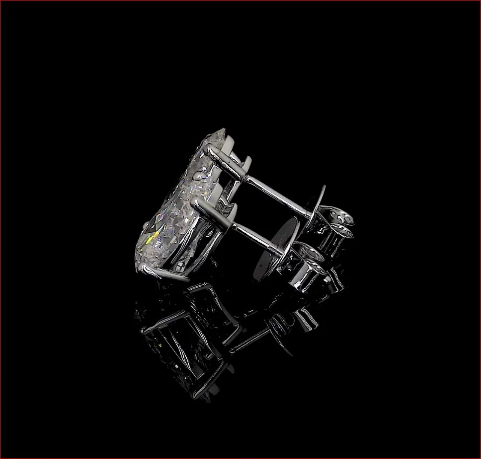 3.55 Cts 14k White Gold Pear Shape Studs Earring - Image 3