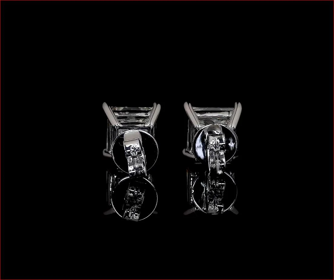 5.27 Cts 14k White Gold Princess Shape Studs Earring - Image 2