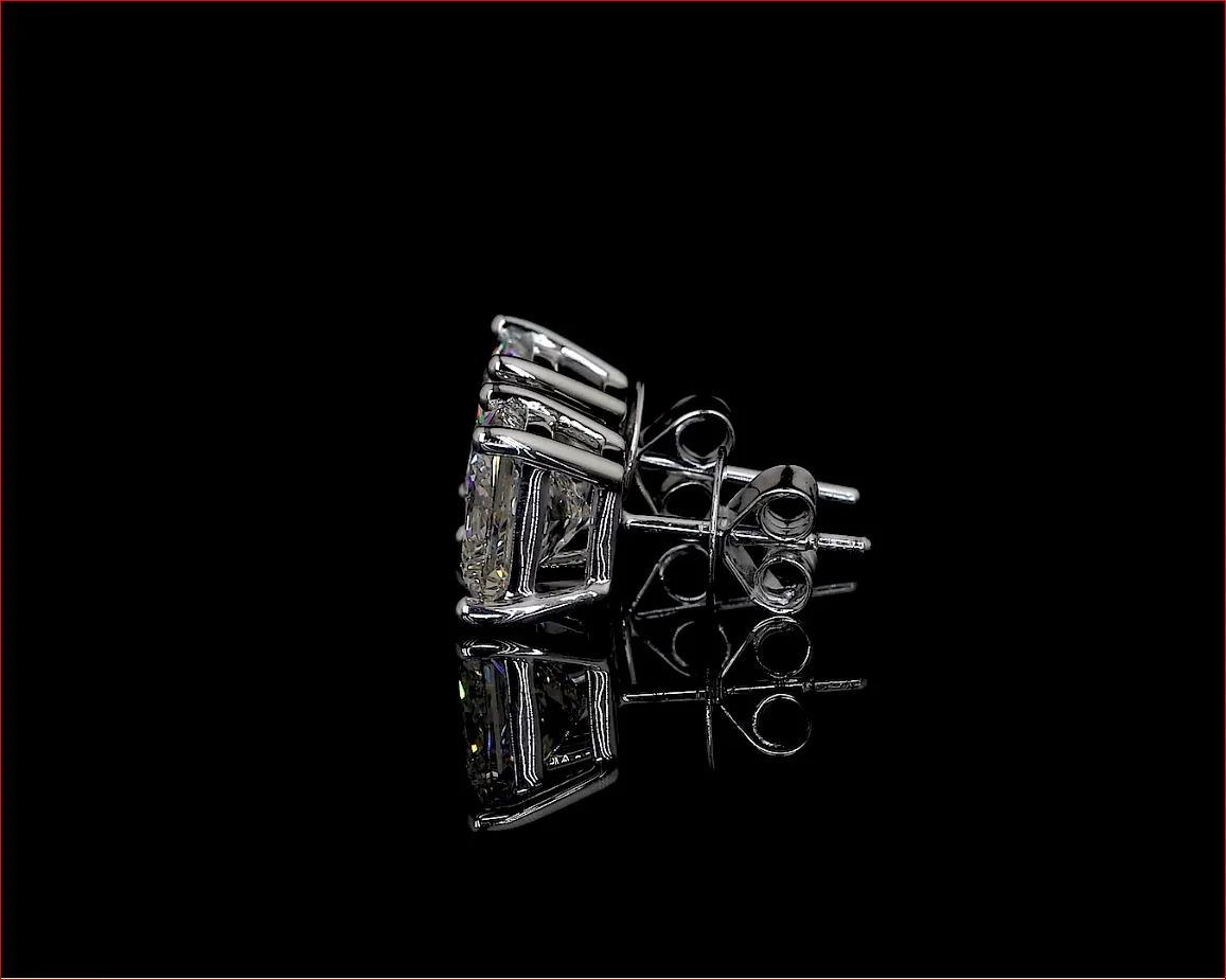 5.27 Cts 14k White Gold Princess Shape Studs Earring - Image 3