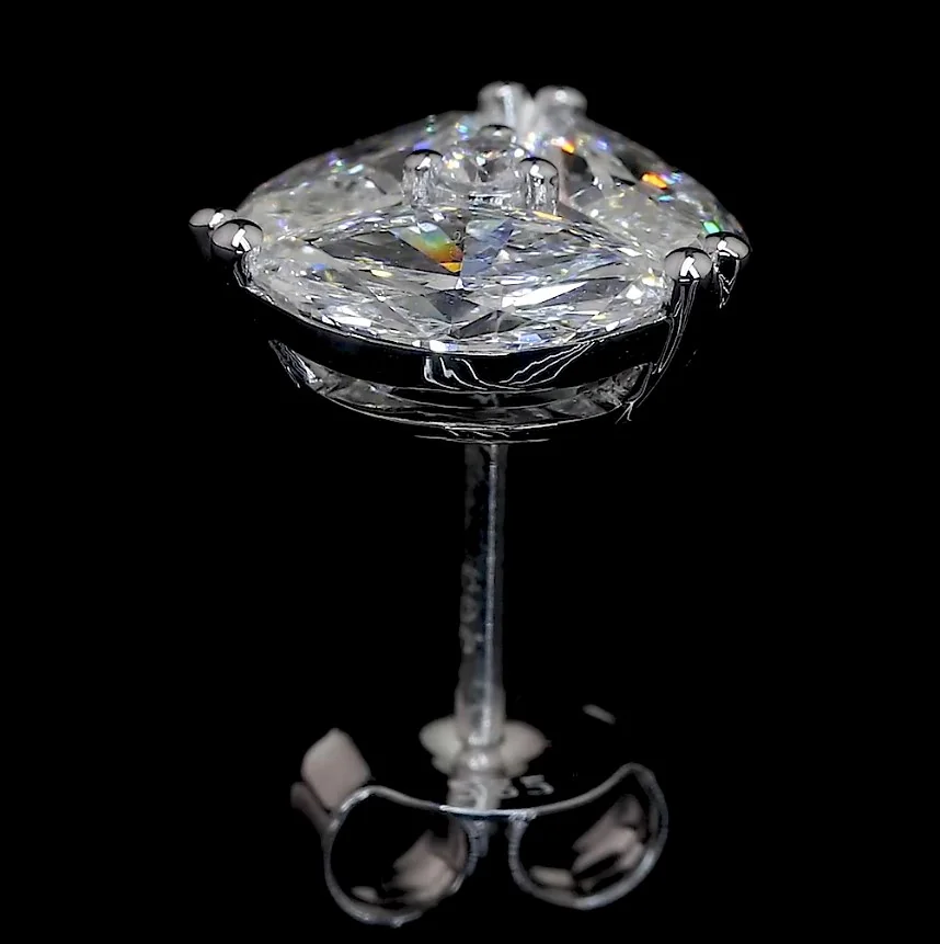 2.57 Cts 14k White Gold Marquise Shape Studs Earring - Image 4