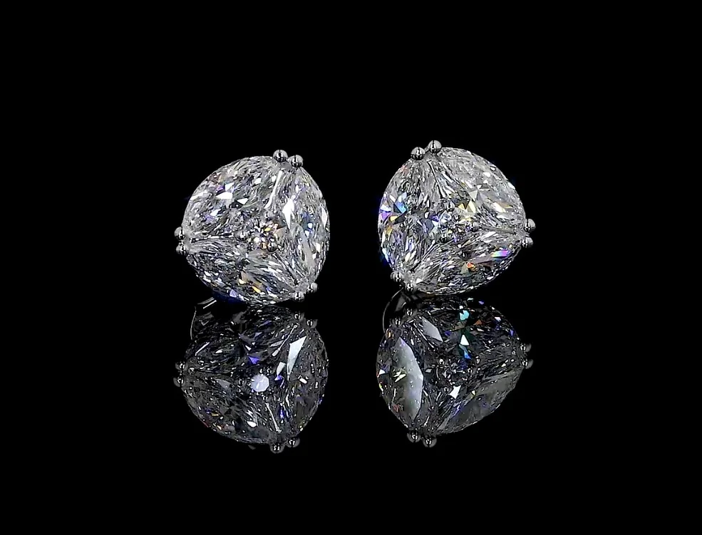 2.57 Cts 14k White Gold Marquise Shape Studs Earring - Video