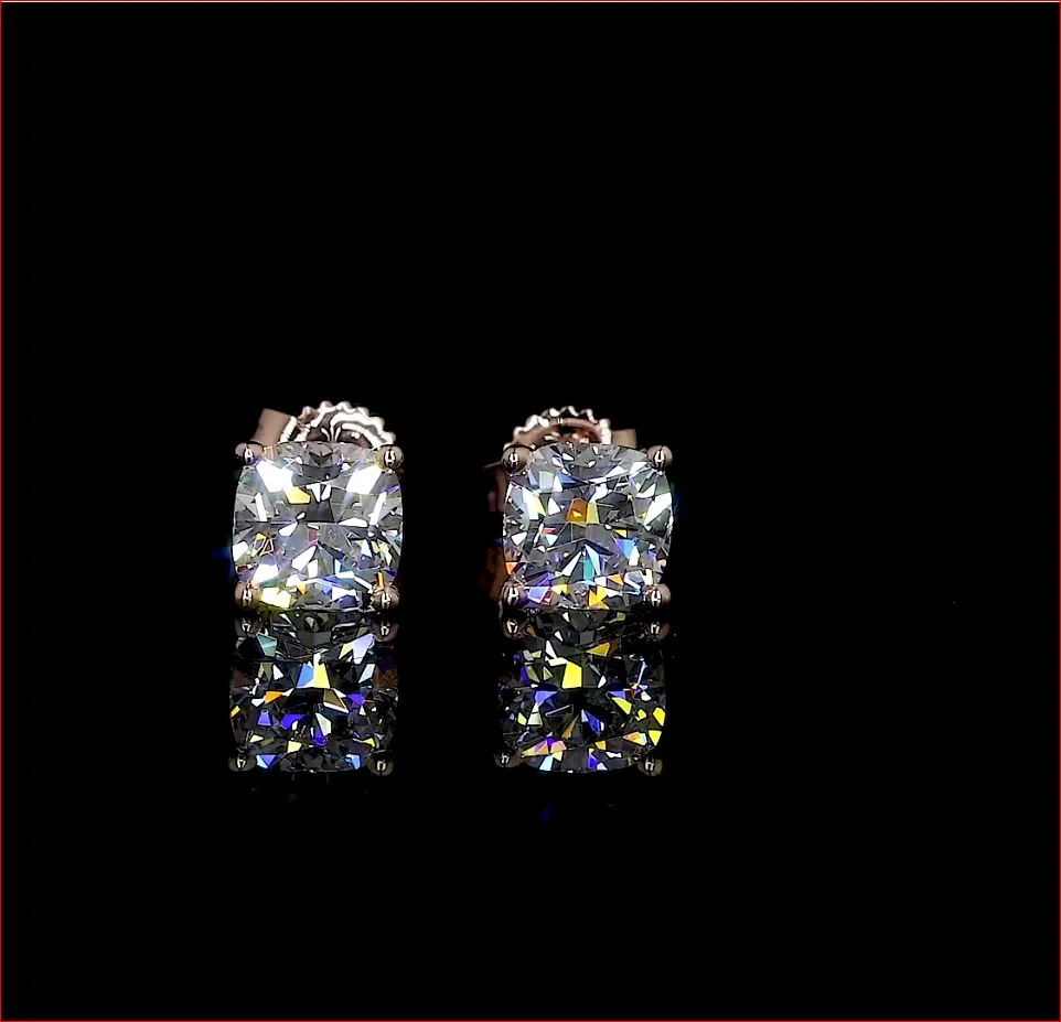 1.49 Cts 14k Rose Gold Cushion Shape Studs Earring - Video