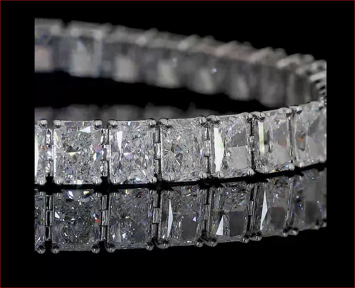 11.44 Cts 14k White Gold Radiant Shape Tennis Bracelet - Image 4