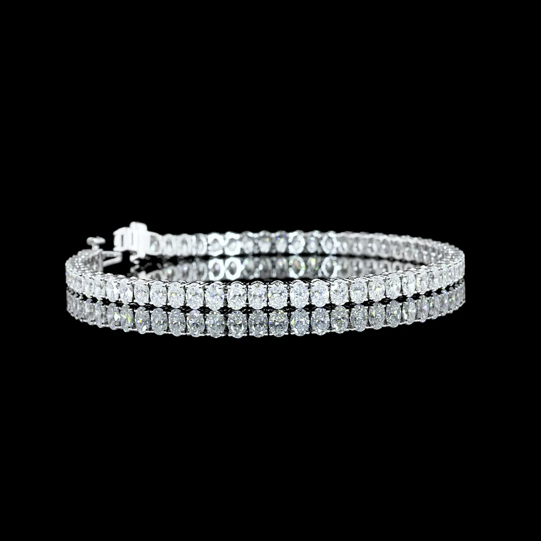 7 Cts 14k White Gold Oval Shape Tennis Bracelet - Video