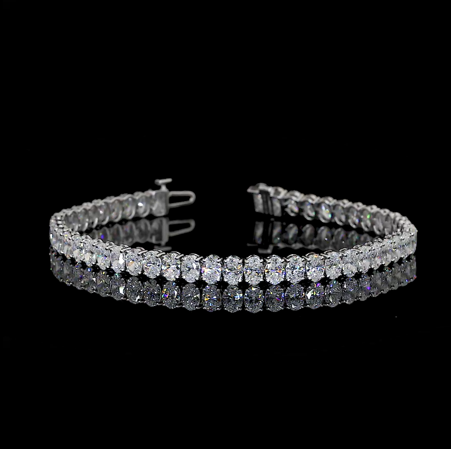 5.48 Cts 14k White Gold Oval Shape Tennis Bracelet - Video
