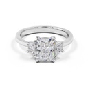5.19 Cts 14k White Gold Radiant Shape 3 Stones Ring - Video
