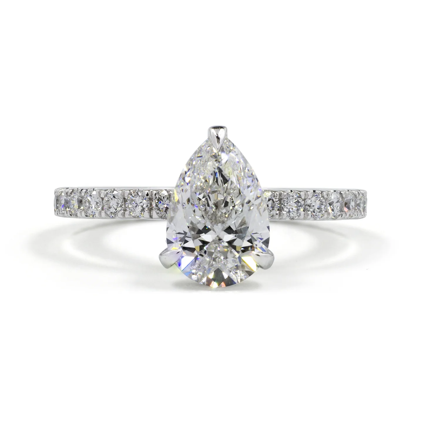 9.72 Cts 14k White Gold Pear Shape Hidden Halo Ring - Video