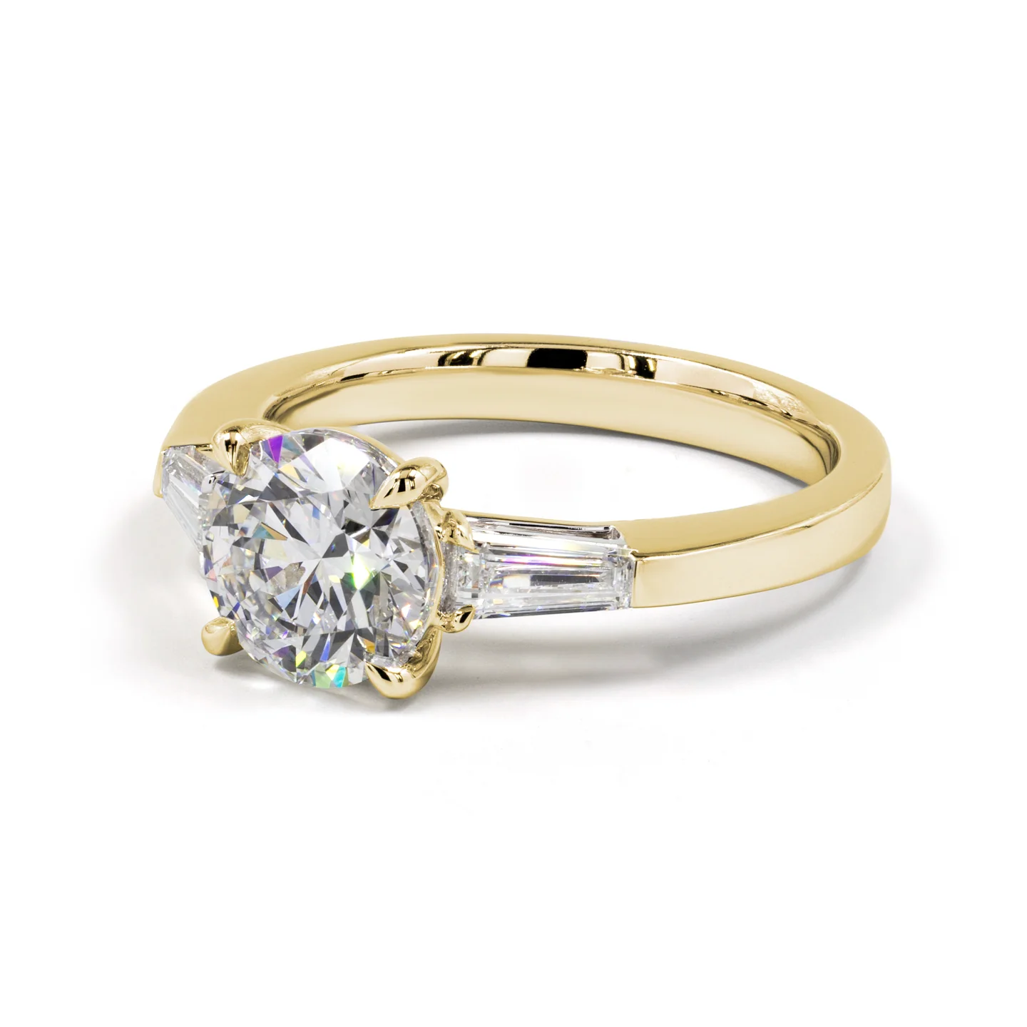 2.41 Cts 14k Yellow Gold Round Shape 3 Stones Ring - Image 4