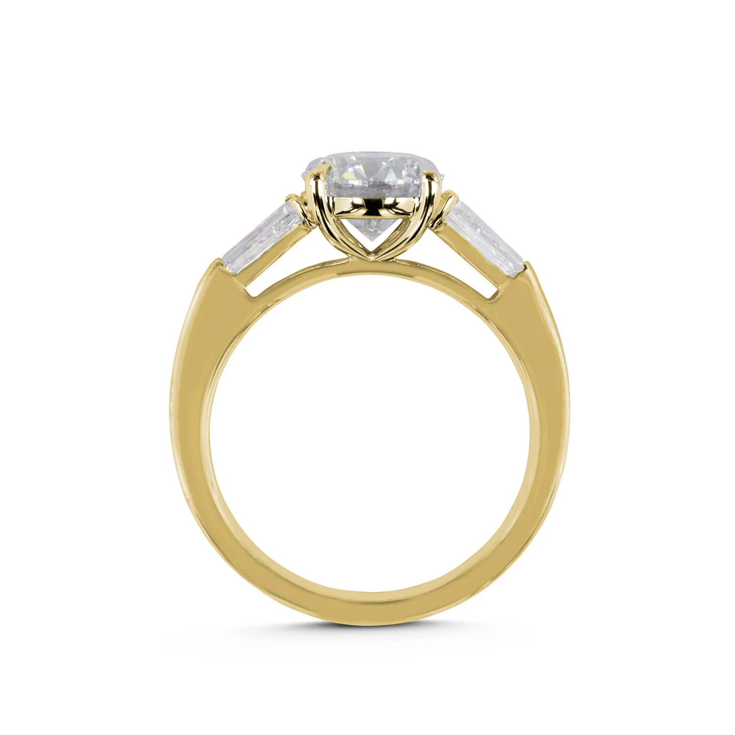 2.6 Cts 14k Yellow Gold Round Shape 3 Stones Ring - Image 2