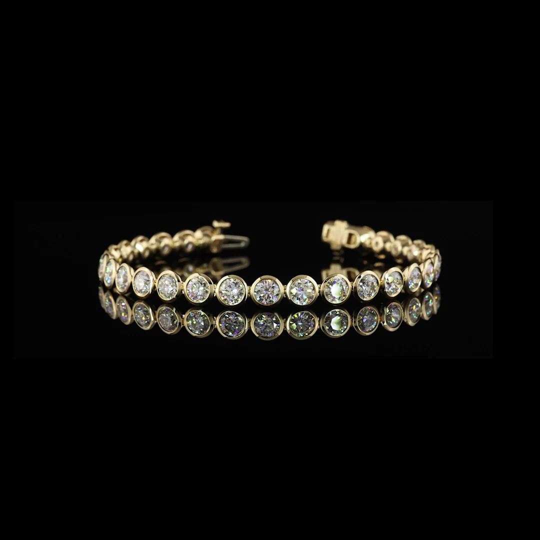 9.22 Cts 14k Yellow Gold Round Shape Tennis Bracelet