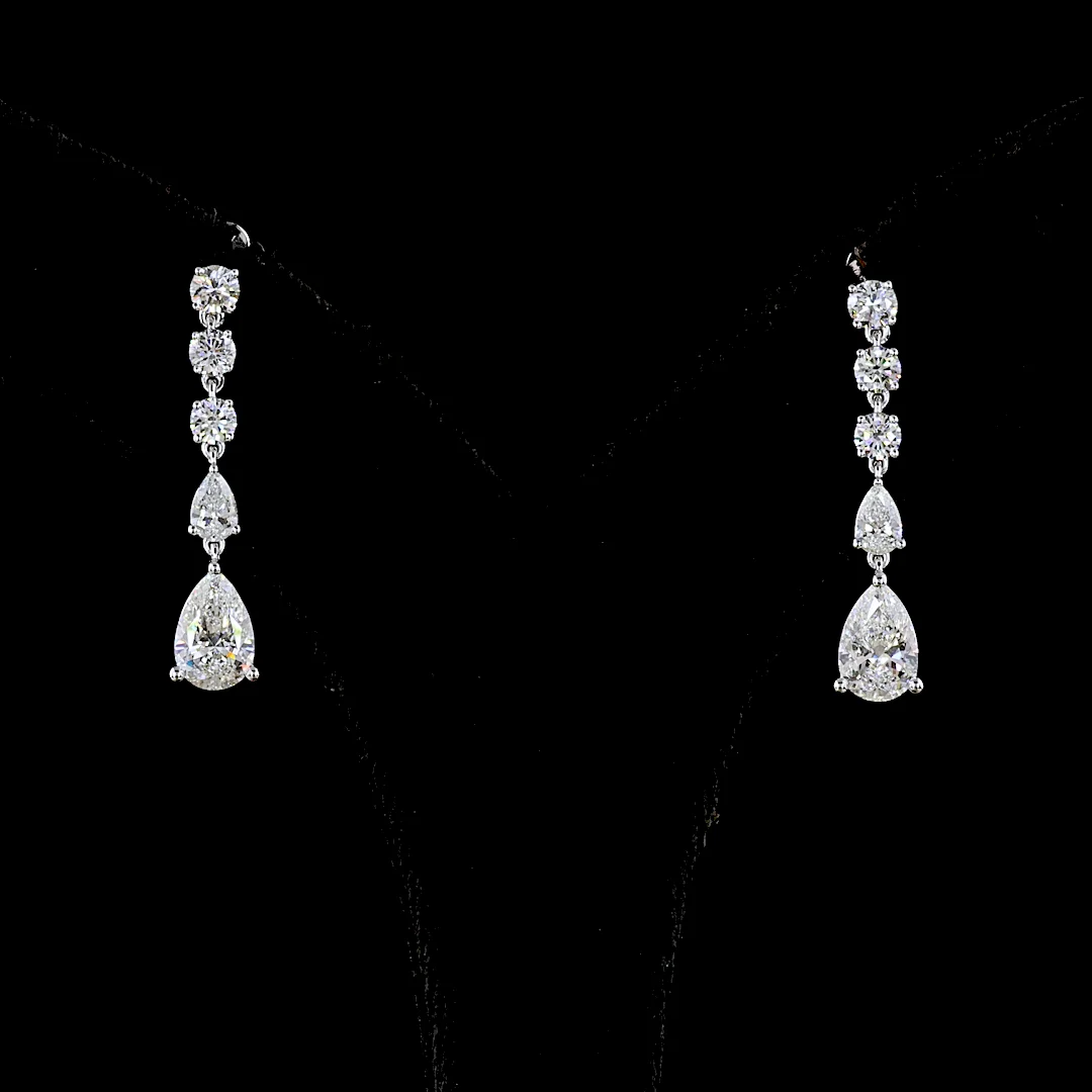 2.52 Cts 14k White Gold Mix Shape Hanging Earring