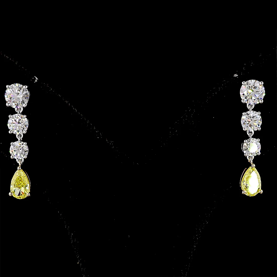 2.51 Cts 14k Two Tone Mix Shape Hanging Earring