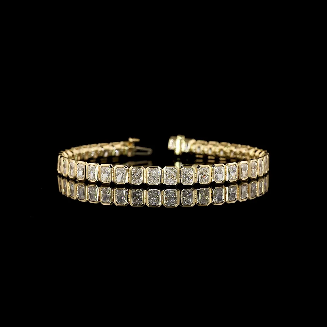 10.2 Cts 14k Yellow Gold Radiant Shape Tennis Bracelet