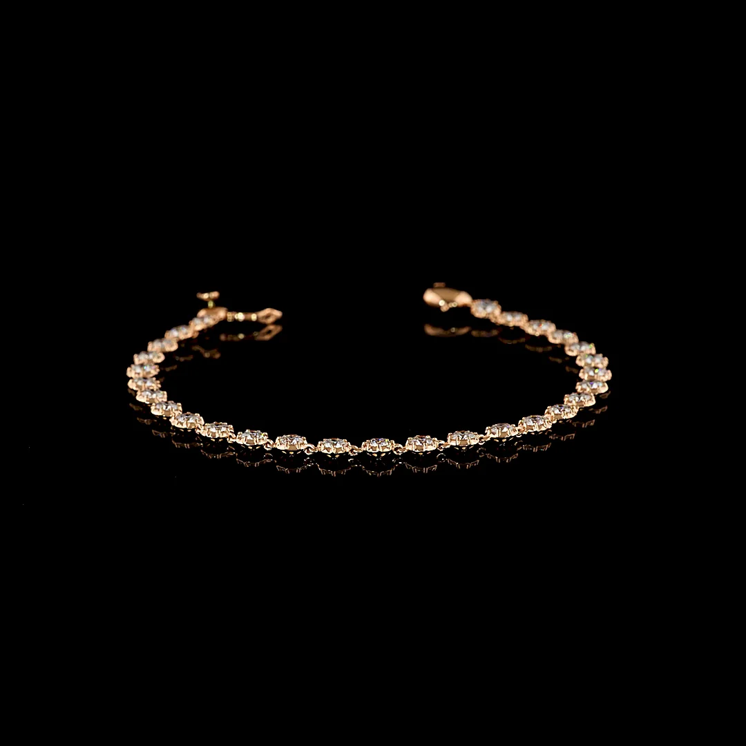 4.11 Cts 14k Rose Gold Round Shape Station Bracelet