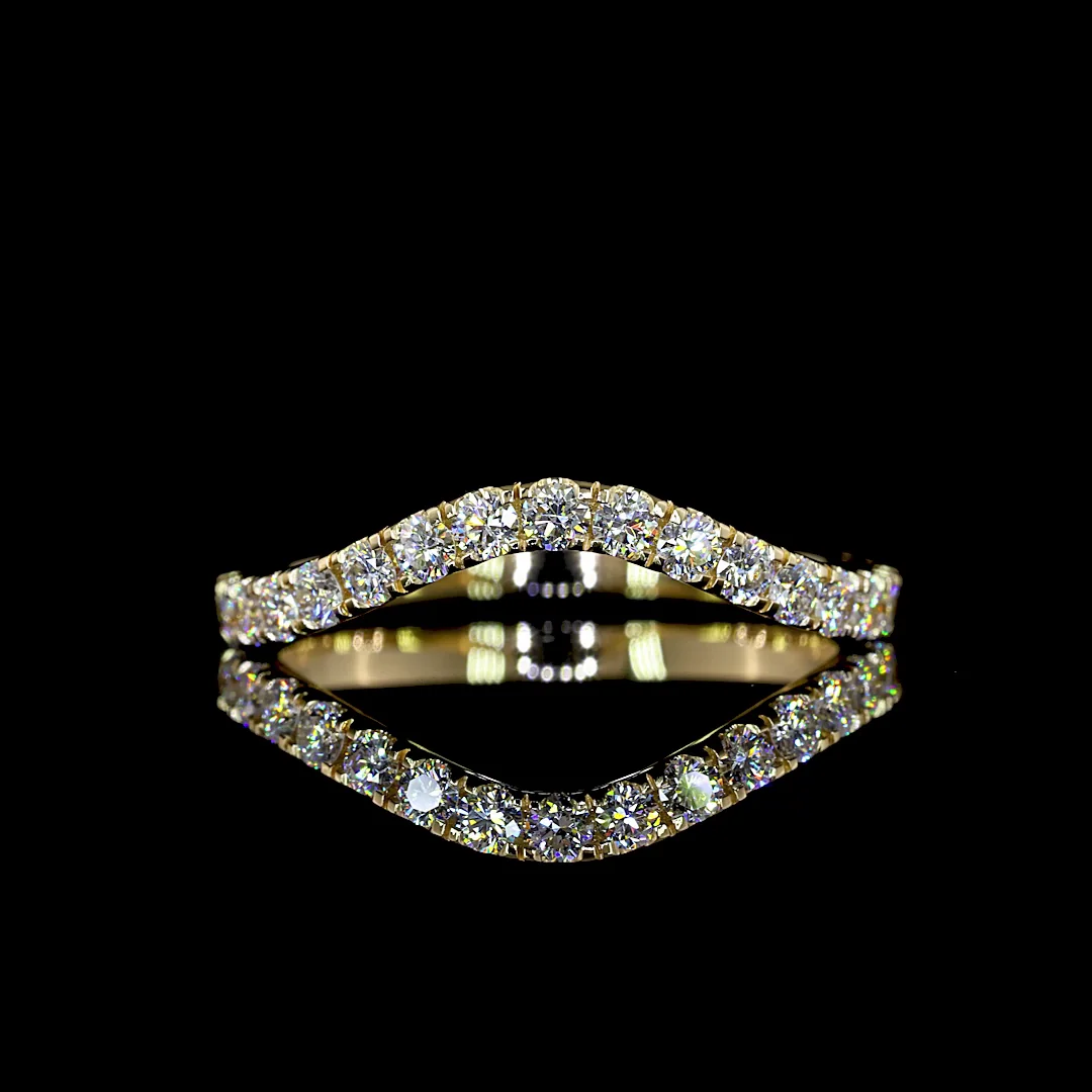 0.69 Cts 14k Yellow Gold Round Shape 3/4 Band Eternity Band