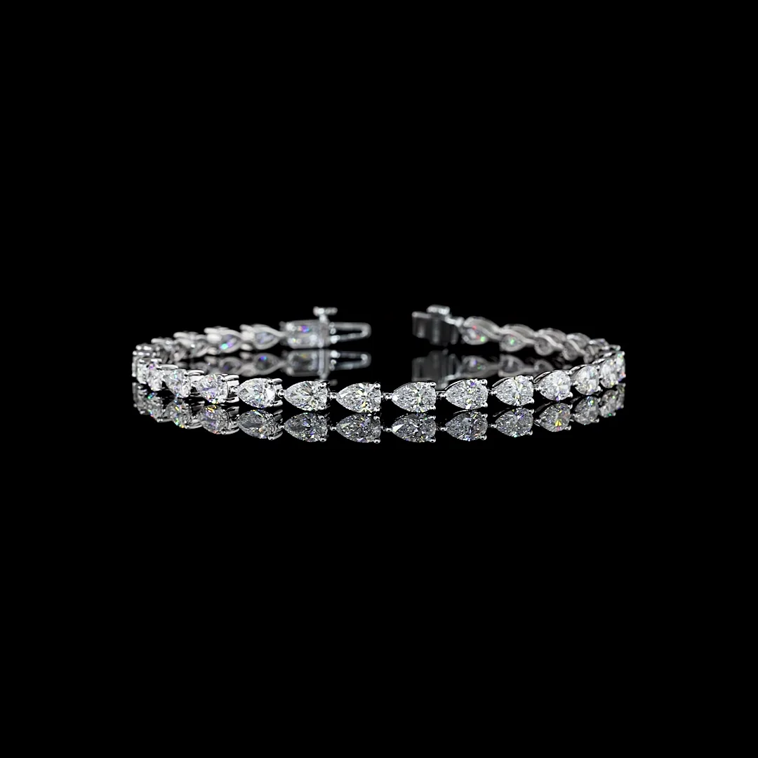 7.28 Cts 14k White Gold Pear Shape Tennis Bracelet