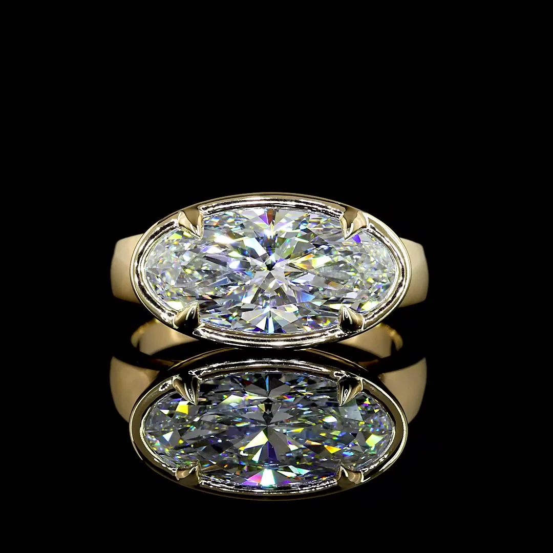 3.12 Cts 14k Yellow Gold Oval Shape Solitaire Ring