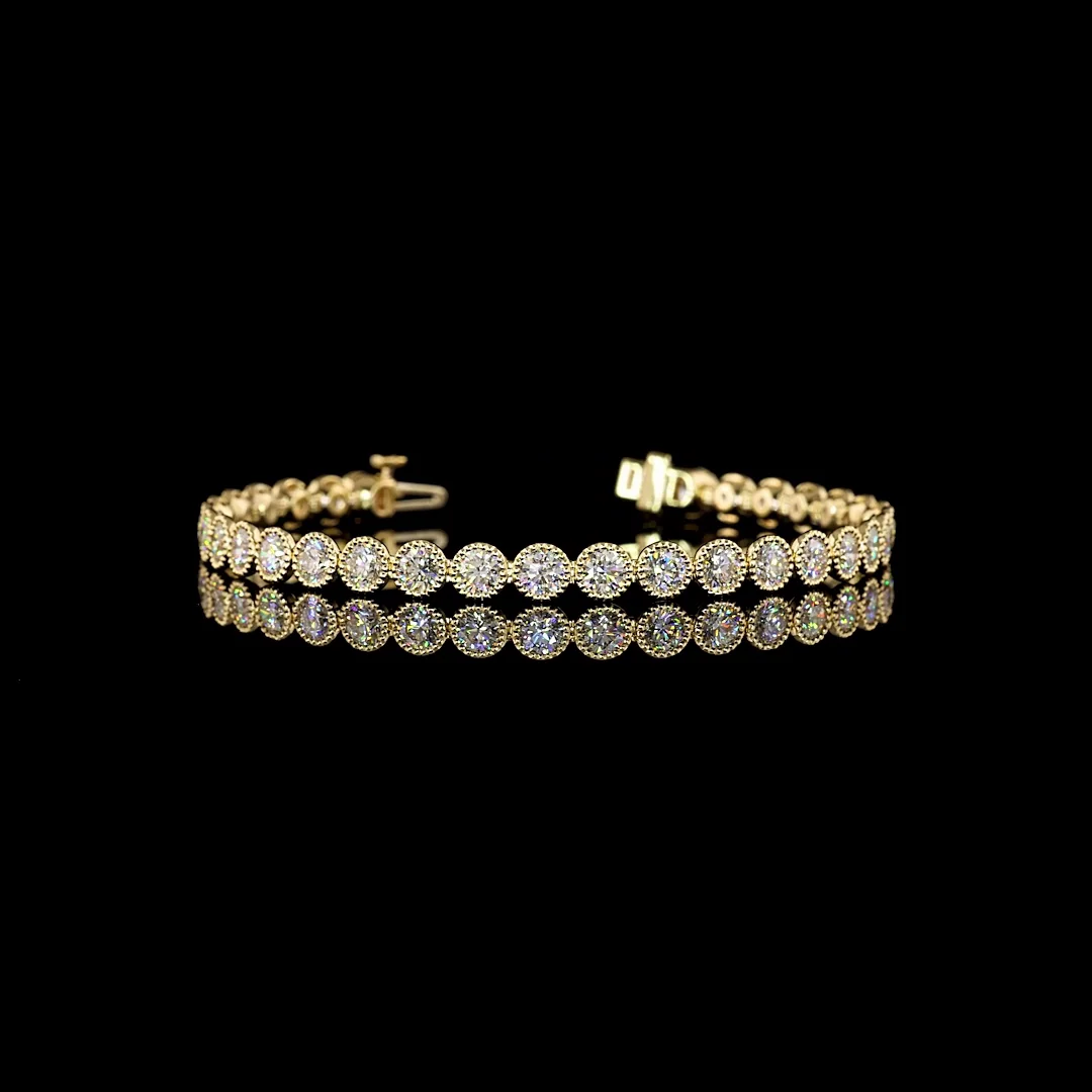 6.77 Cts 14k Yellow Gold Round Shape Tennis Bracelet