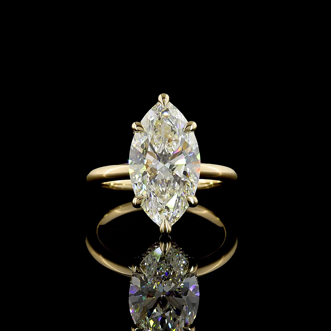 5.2 Cts 14k Yellow Gold Marquise Shape Hidden Halo Ring