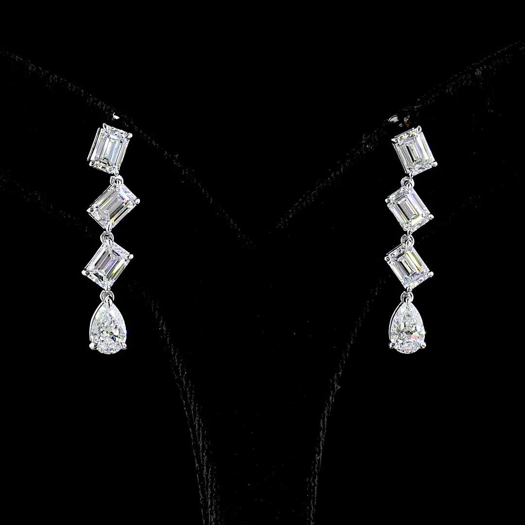 5.01 Cts 14k White Gold Mix Shape Hanging Earring