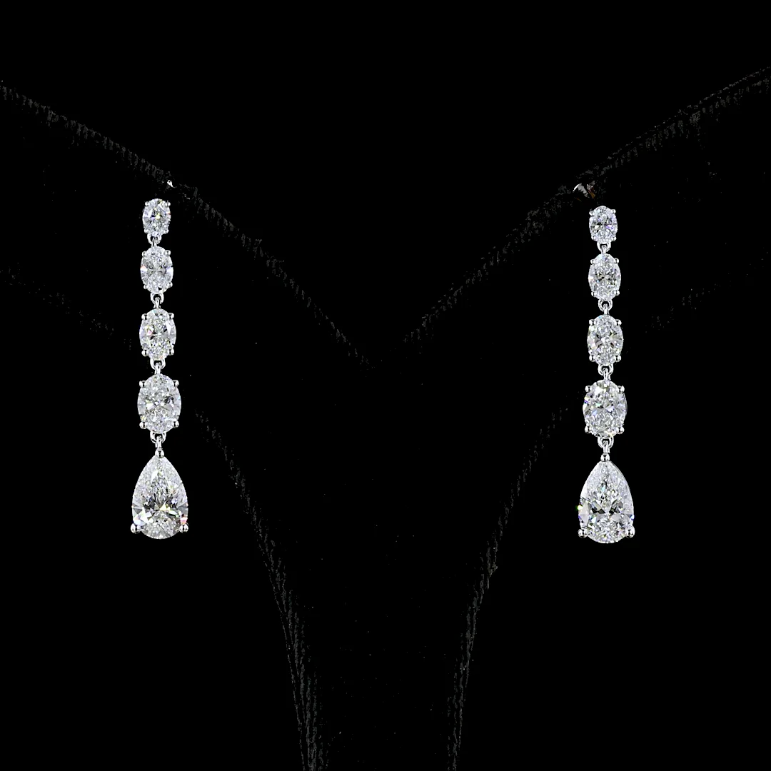 3.52 Cts 14k White Gold Mix Shape Hanging Earring