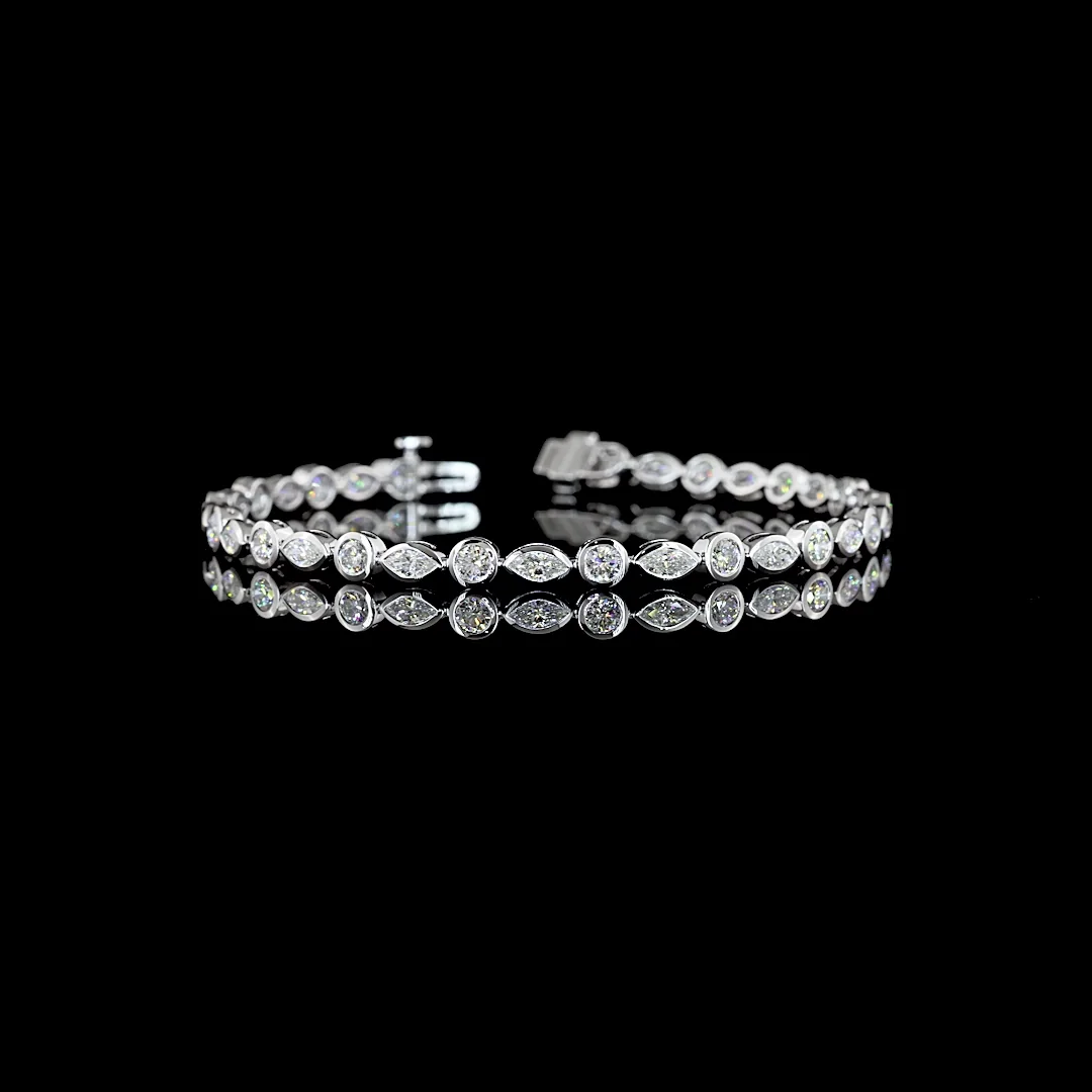 3.93 Cts 14k White Gold Mix Shape Tennis Bracelet