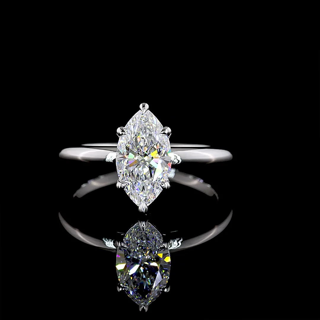 1.53 Cts 14k White Gold Asscher Shape Solitaire Ring