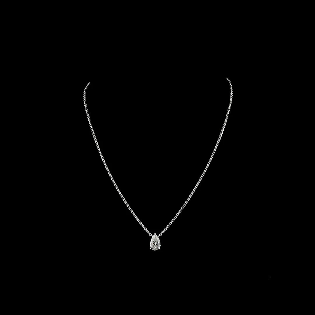 1.61 Cts 14k White Gold Pear Shape Solitaire Pendant