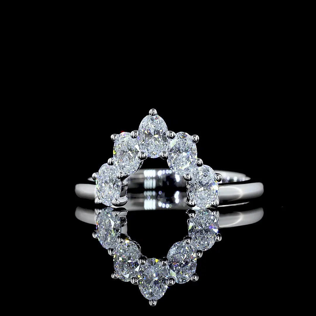 0.68 Cts 14k White Gold Oval Shape 5 Stones Eternity Band