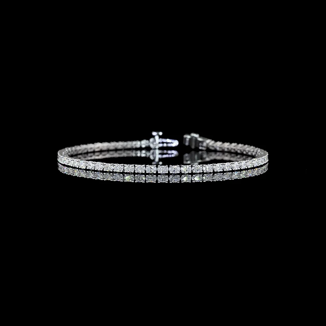 3.08 Cts 14k White Gold Oval Shape Tennis Bracelet