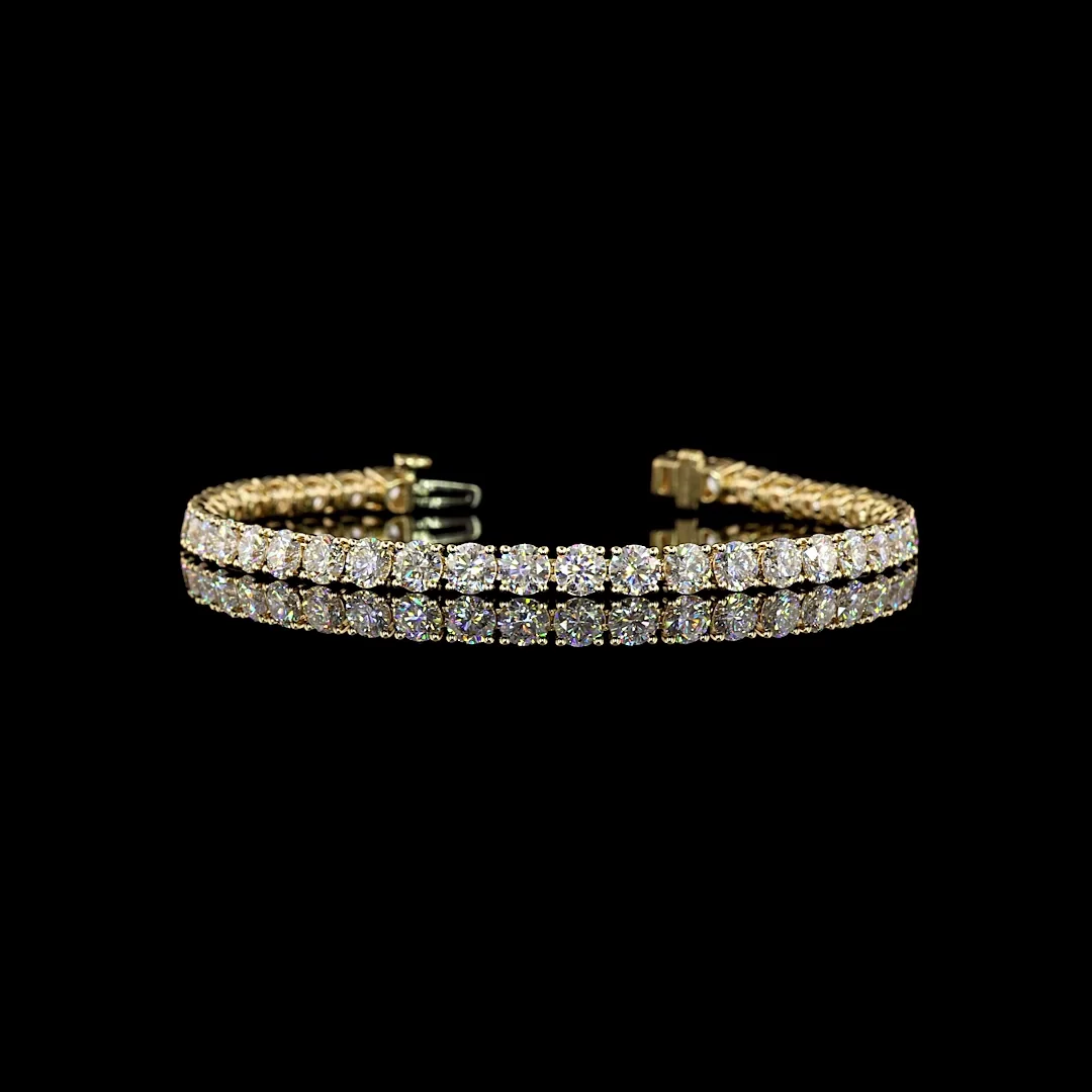 9.67 Cts 14k Yellow Gold Round Shape Tennis Bracelet