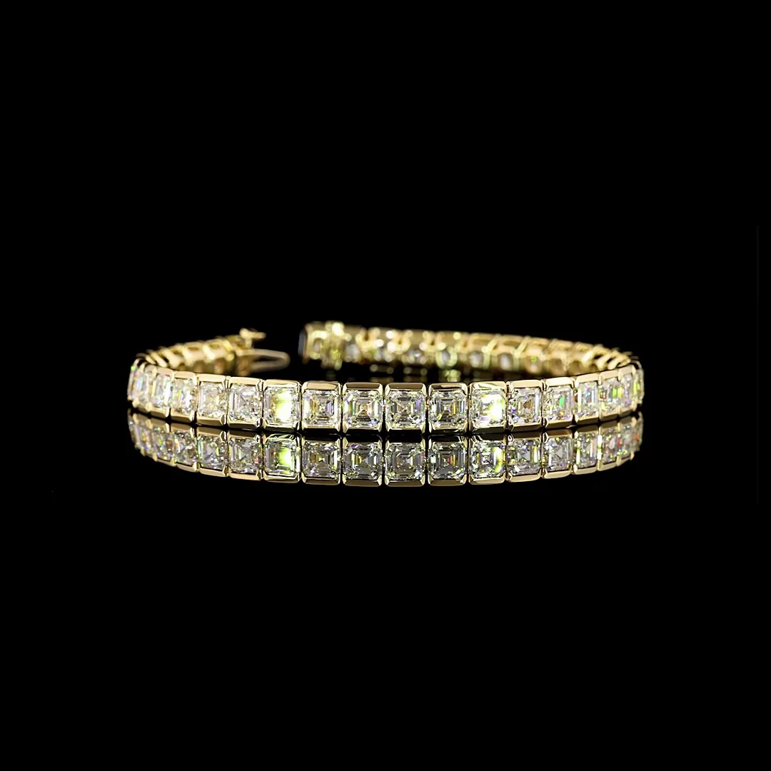 20.14 Cts 14k Yellow Gold Asscher Shape Tennis Bracelet