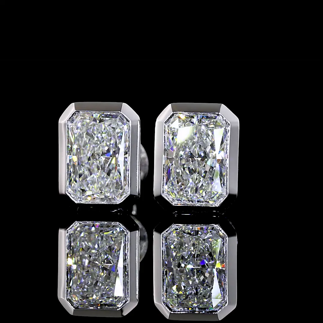 2.05 Cts 14k White Gold Radiant Shape Studs Earring