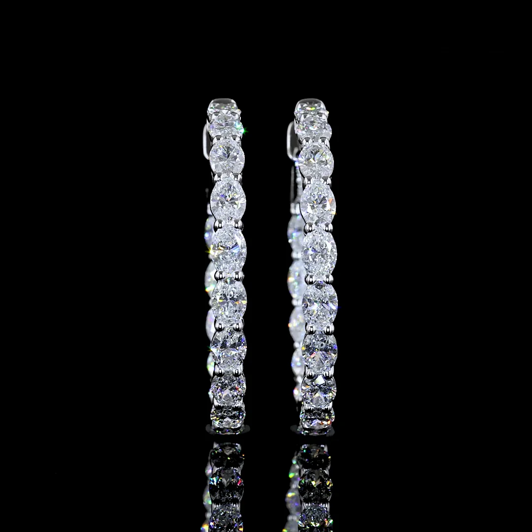 2.72 Cts 14k White Gold Oval Shape Hoops Earring