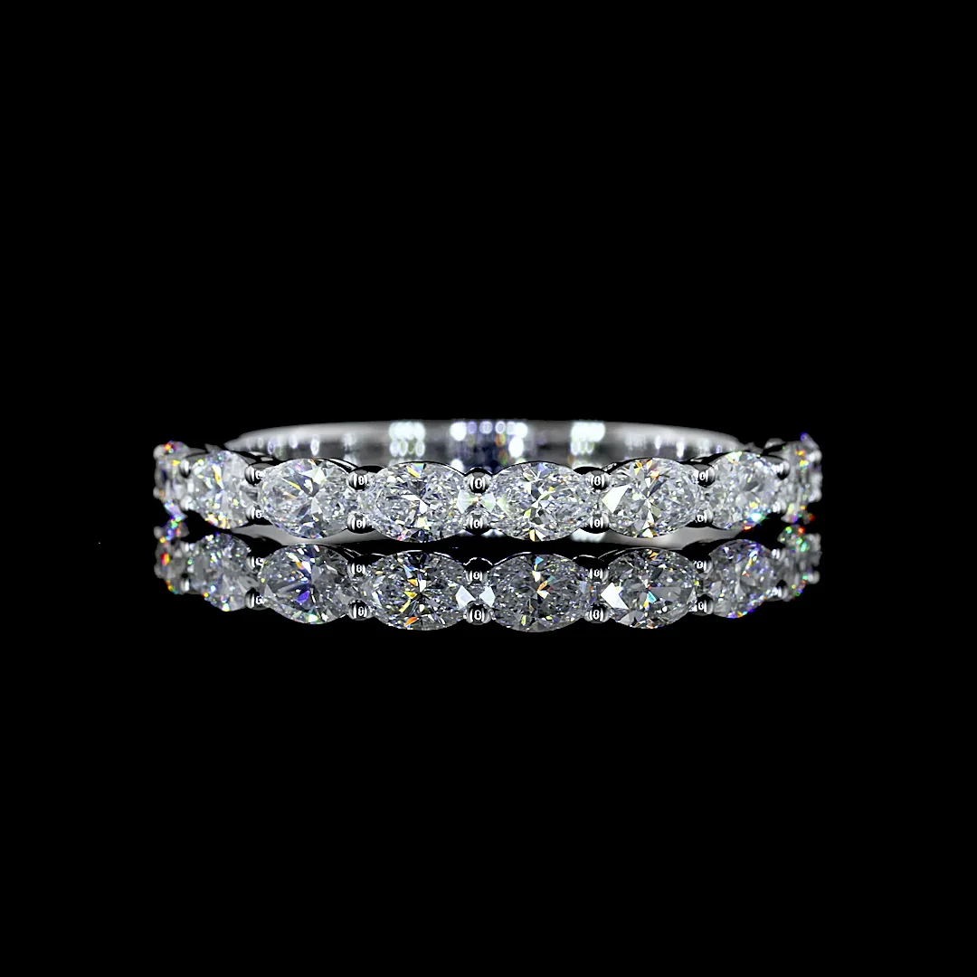 0.86 Cts 14k White Gold Oval Shape Half Eternity Eternity Band